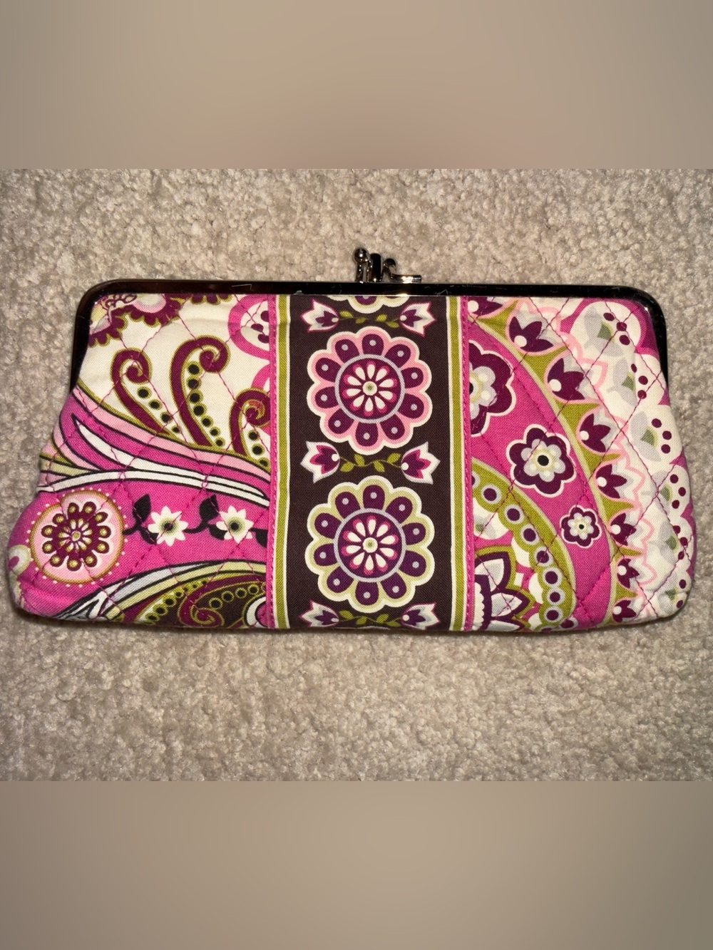Vera Bradley Set of 3 Very Berry Paisley Wallet Clutch Coin Purse & Cosmetic Bag